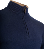 Lammullströja Half-Zip - Marinblå