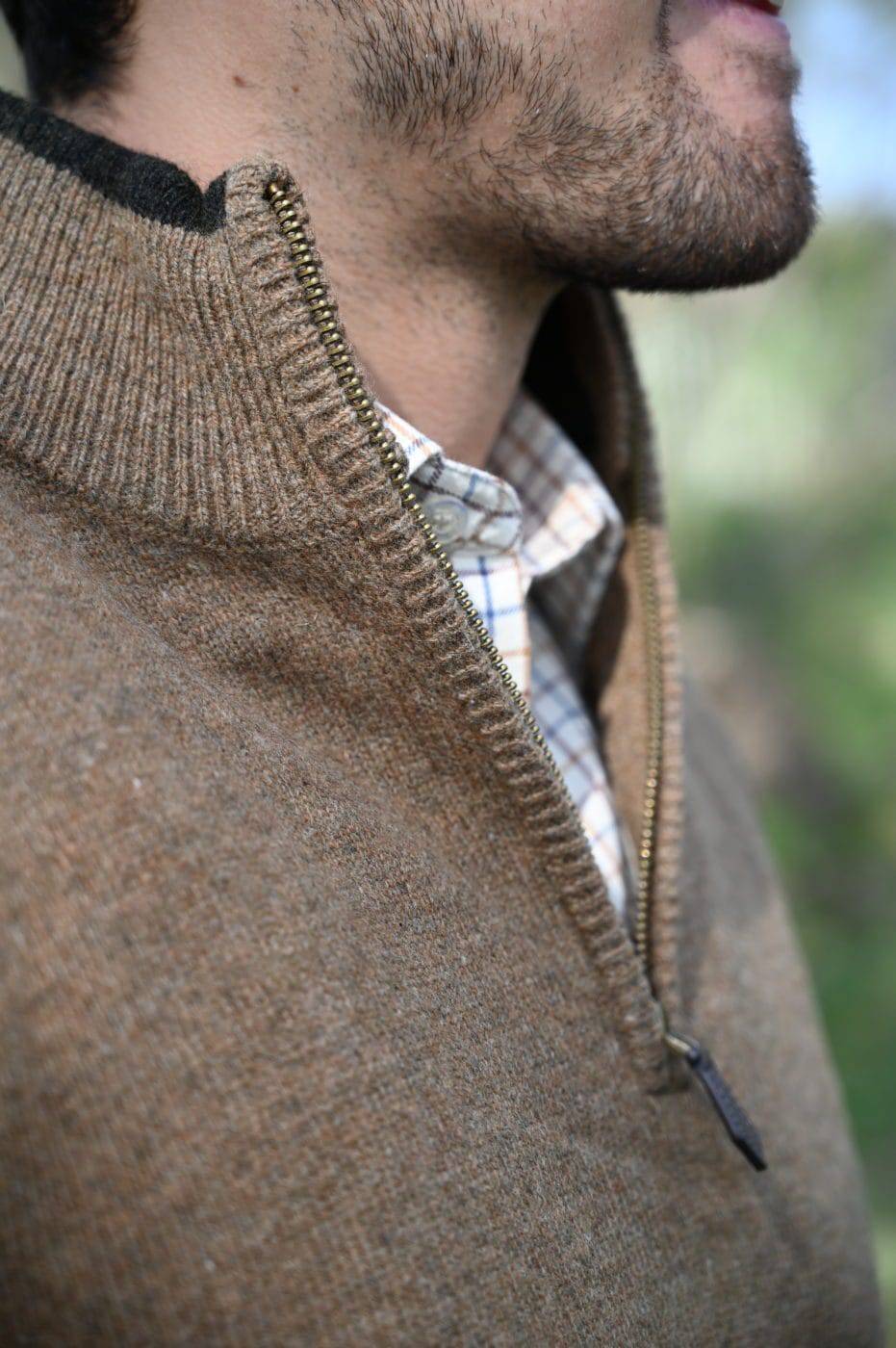 Lammullströja Half-Zip - Beige - Jaktstil.se