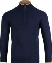 Lammullströja Half-Zip - Marinblå