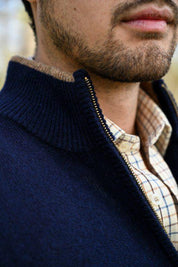 Lammullströja Half-Zip - Marinblå - Jaktstil.se