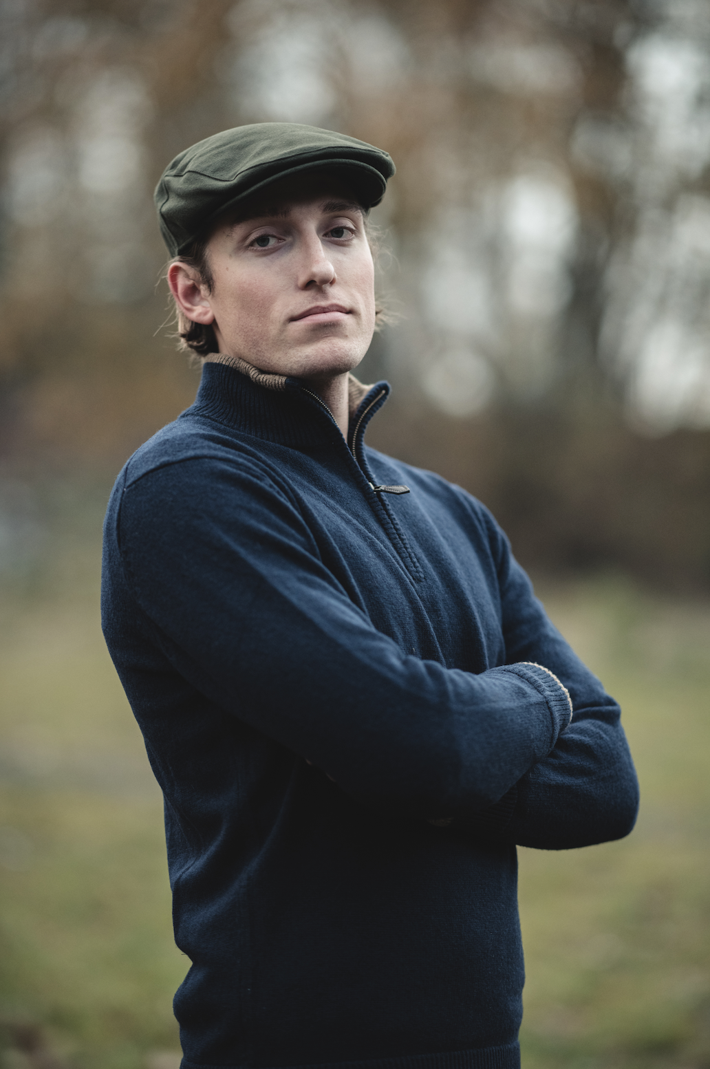 Lammullströja Half-Zip - Marinblå