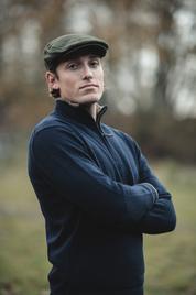 Lammullströja Half-Zip - Marinblå