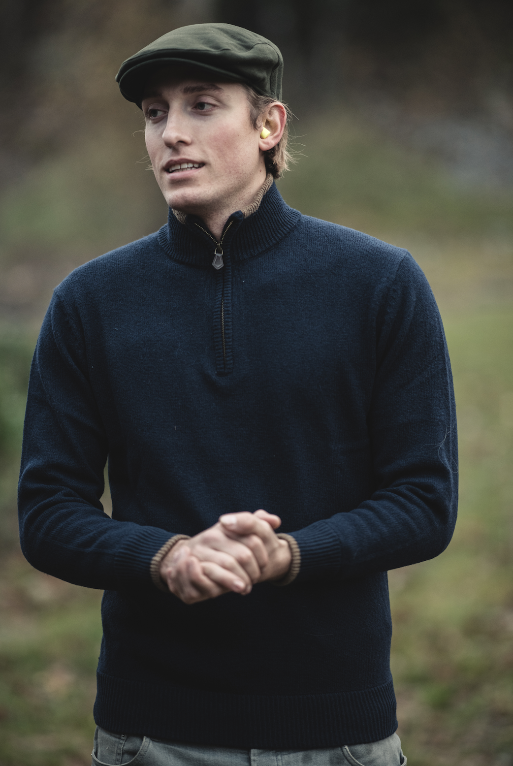 Lammullströja Half-Zip - Marinblå