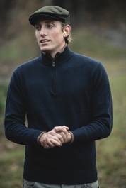 Lammullströja Half-Zip - Marinblå