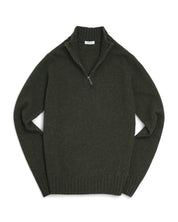 Half-zip herr Grön Lammullströja