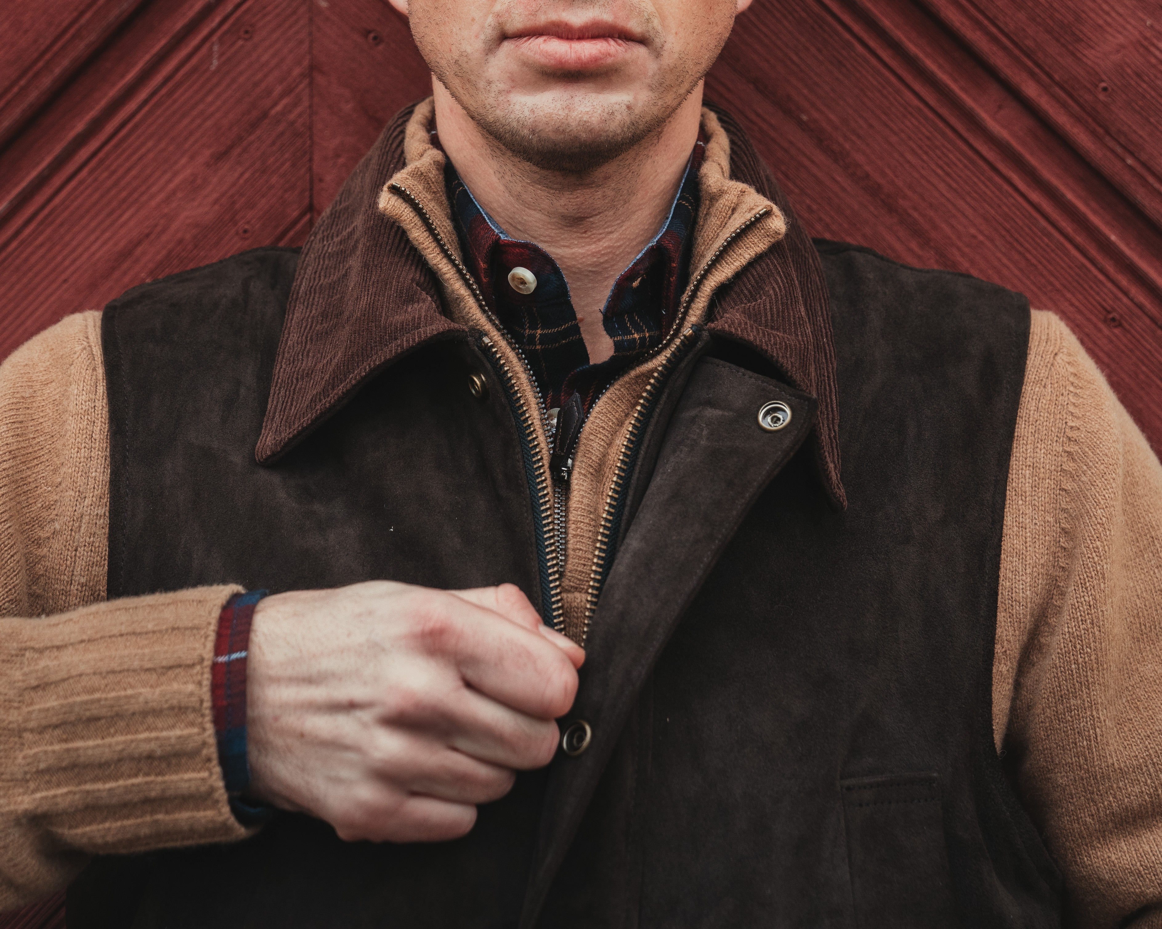 Half-zip - Beige Lammullströja