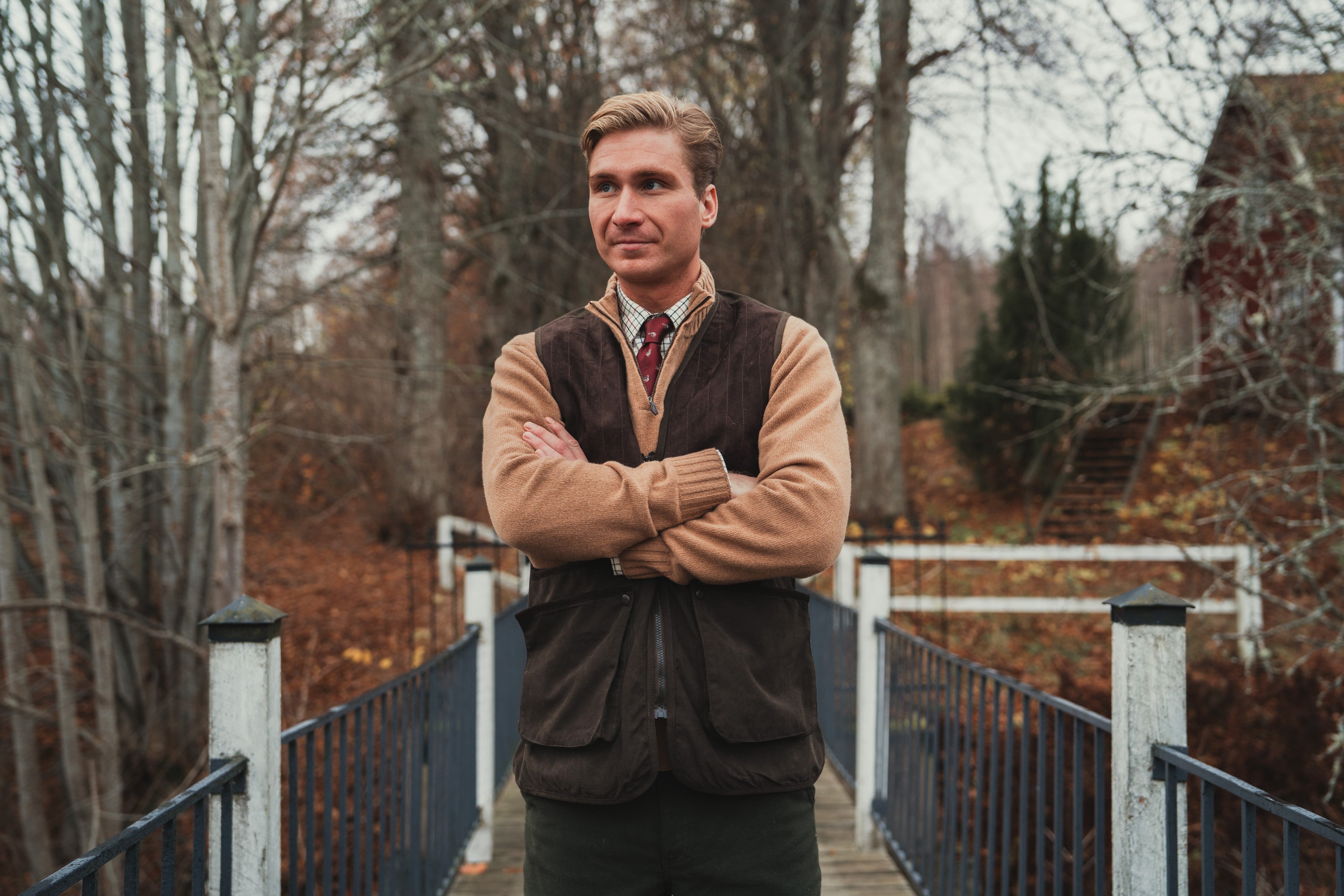 Half-zip - Beige Lammullströja