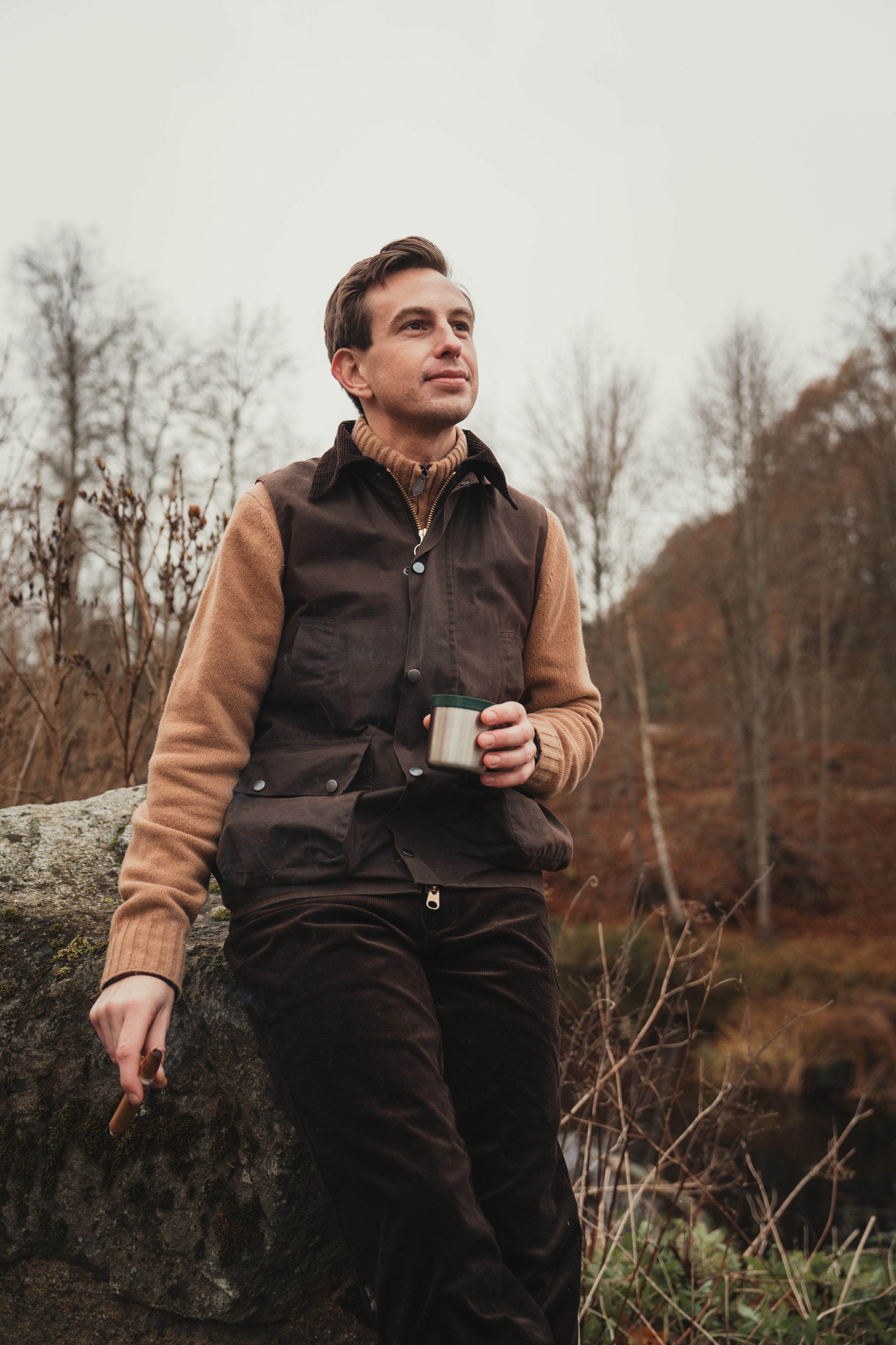 Brun Vaxad Väst herr - Grinda