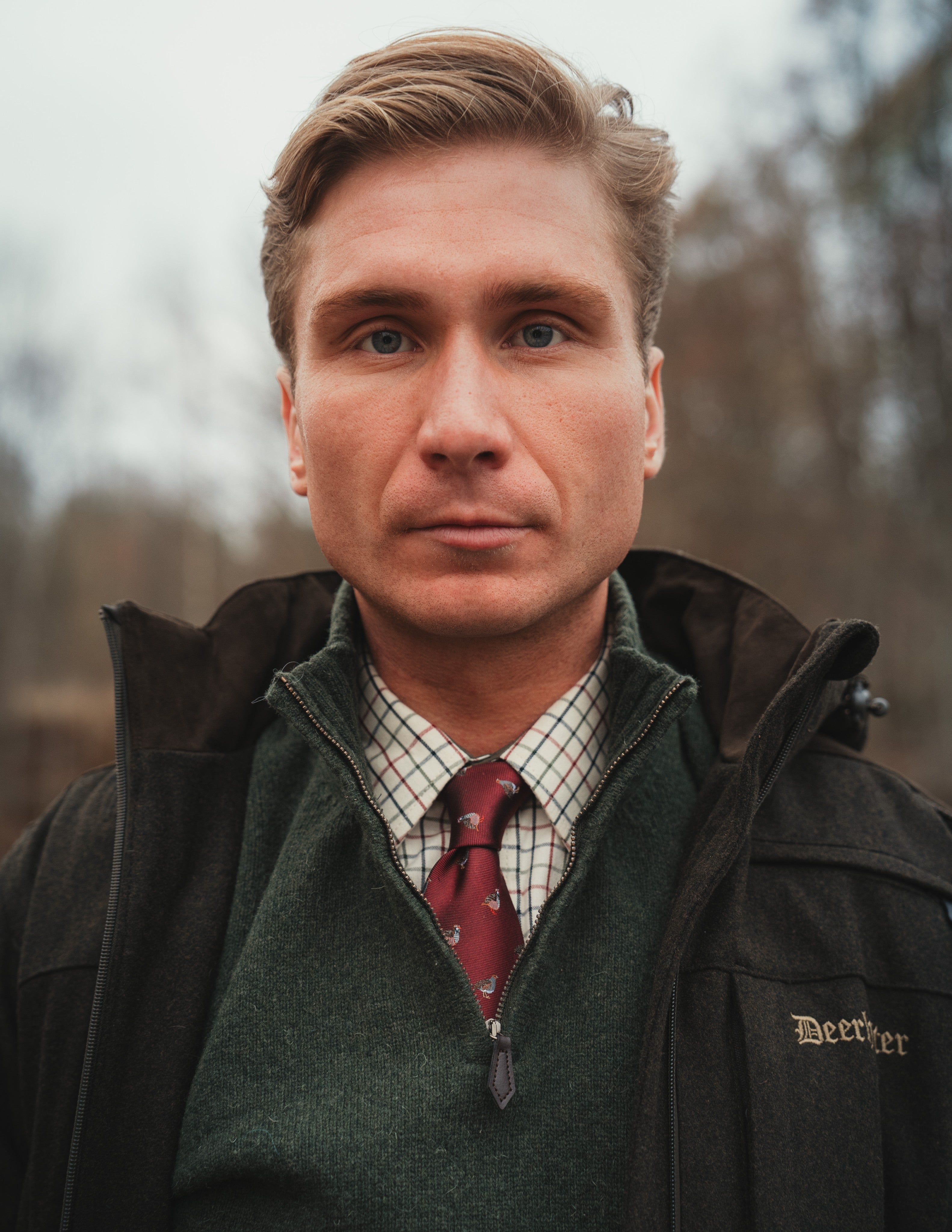 Half-zip -herr- Grön Lammullströja