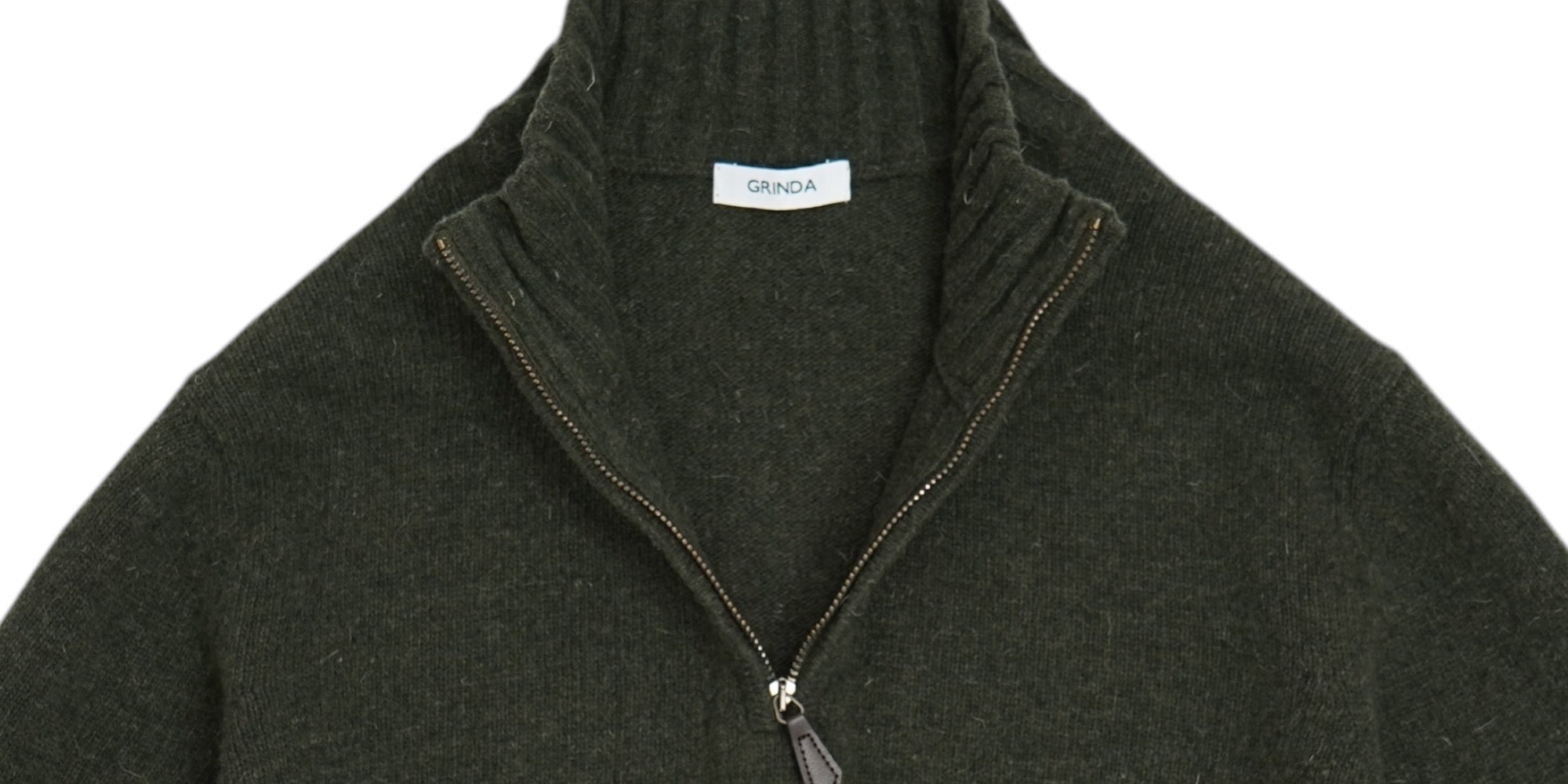 Half-zip herr - Grön Lammullströja