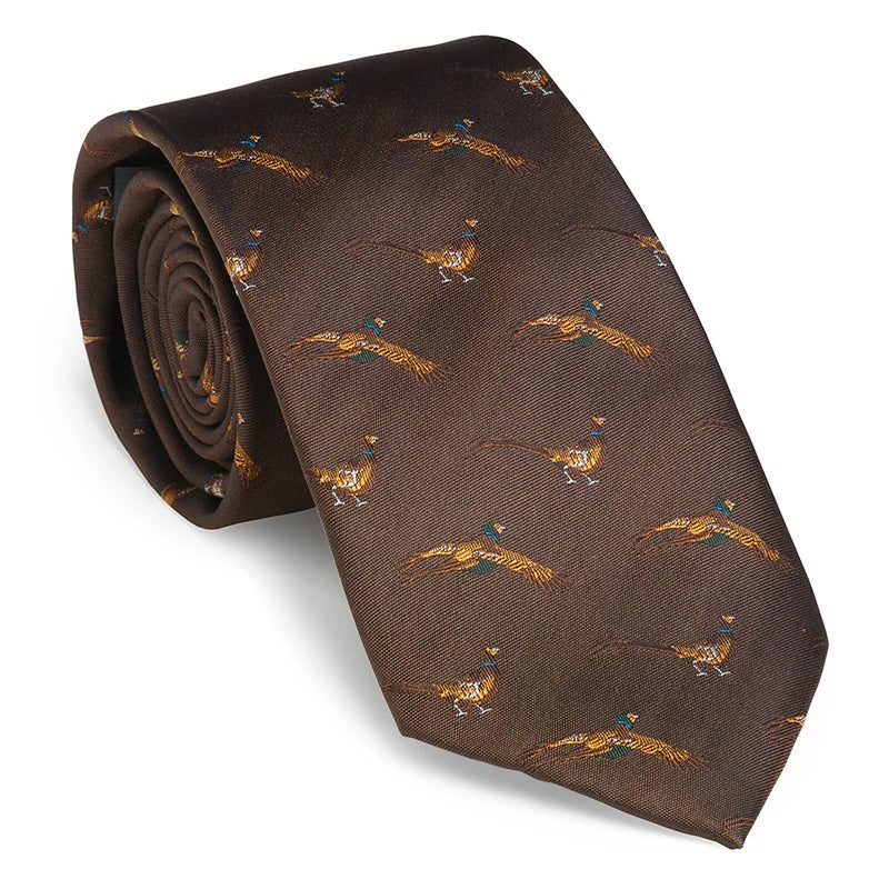 Laksen Pheasant Tie - Silke Chocolate