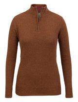 Tyne Zip Neck Lammullströja Dam - Toffee