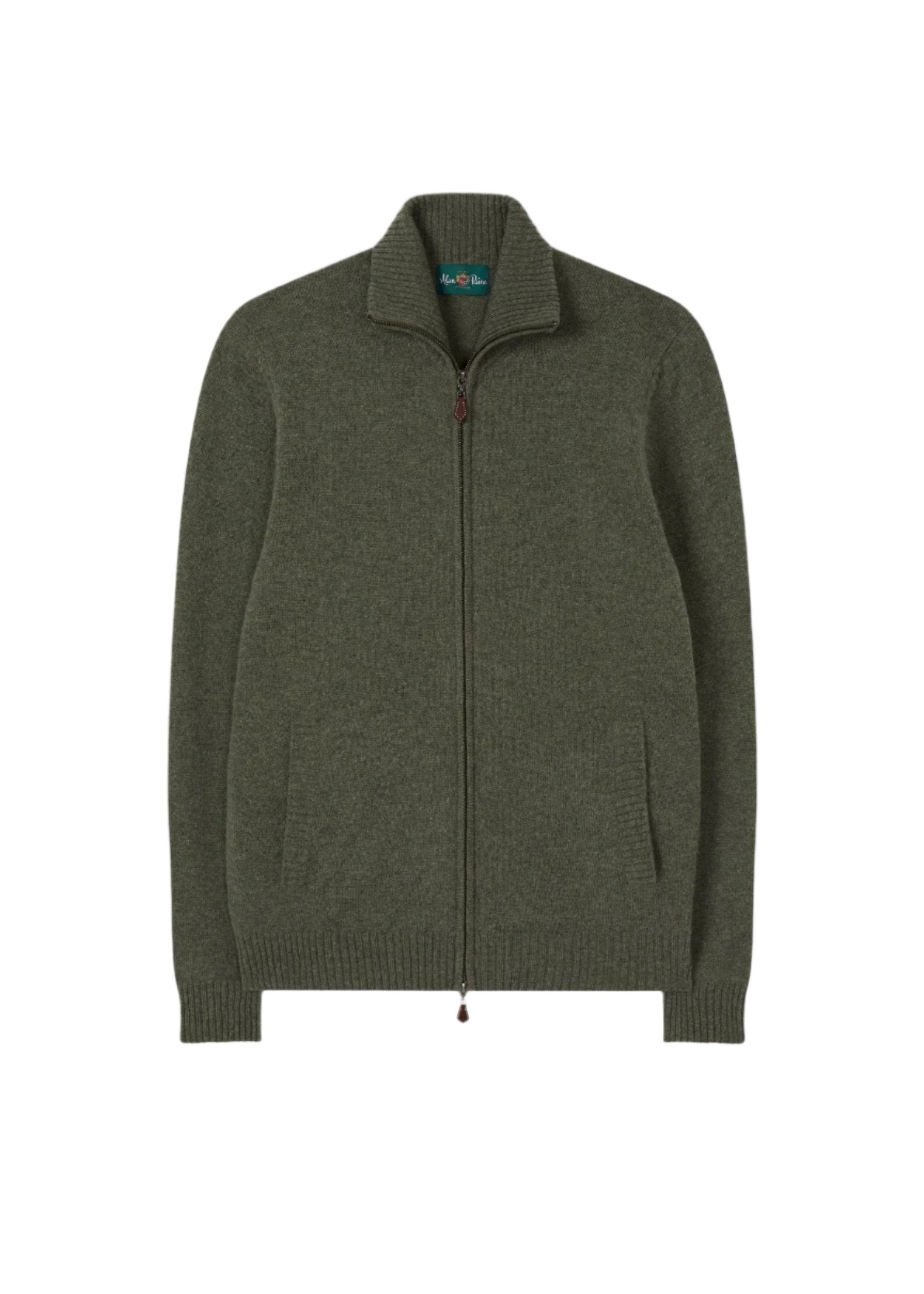 Ballater Lammullströja - Full-Zip Grön