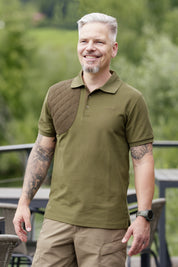 Blaser Men's Polo Shirt Shooting Patch - Dark Olive/Brown