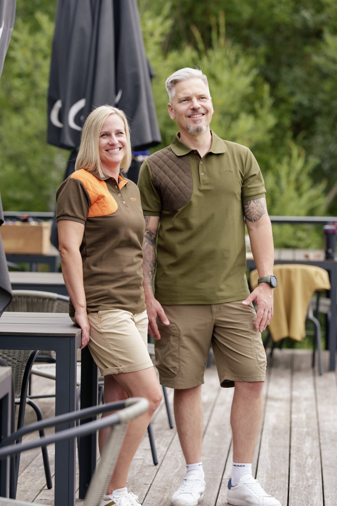 Blaser Women's Polo Shirt Shooting Patch - Dunkelbraun Orange