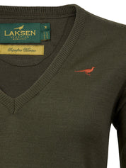 Camilla V-neck Merino Sweater - Olive