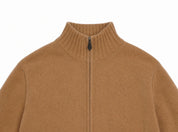 Full-zip - Beige Lammullströja