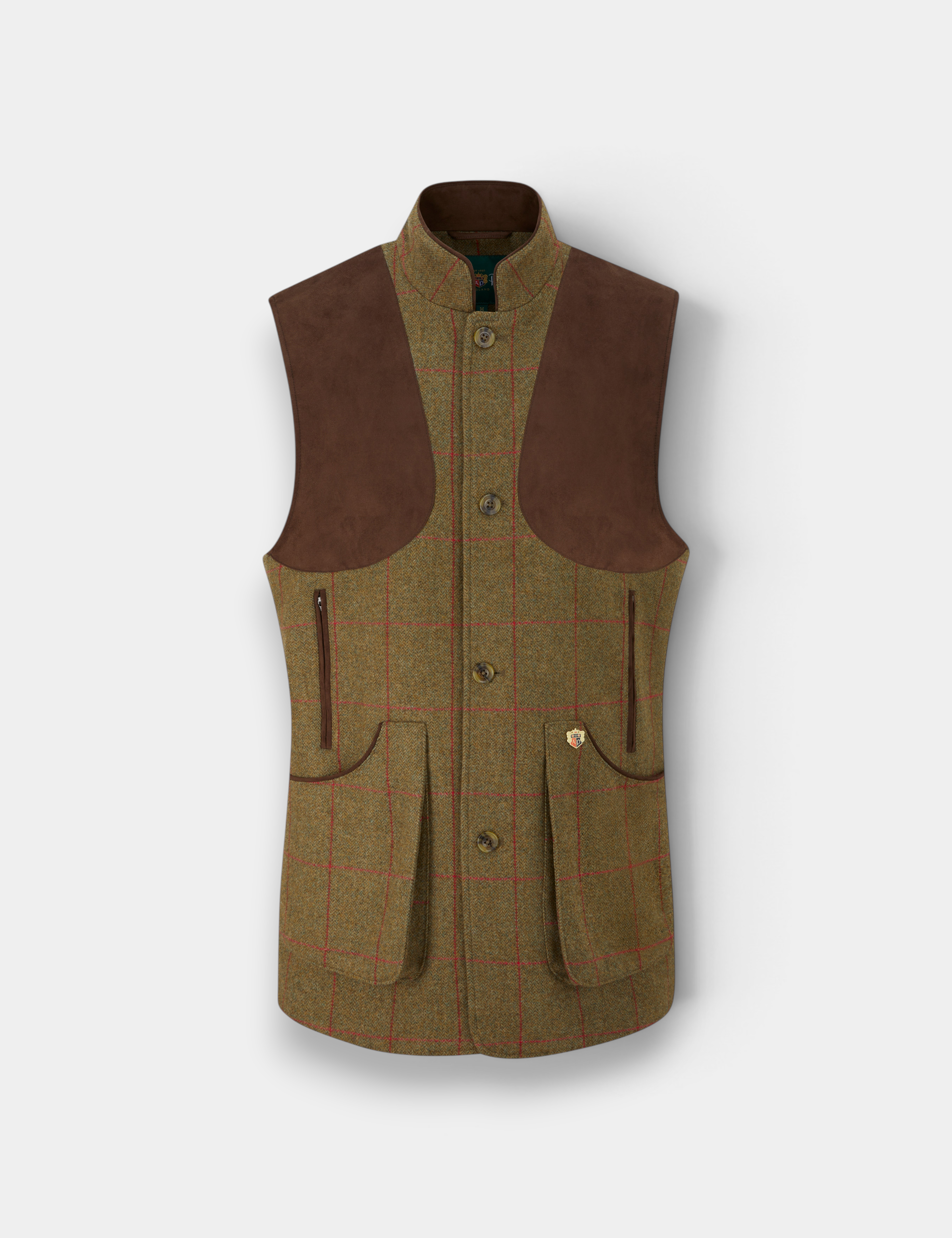 Alan Paine Combrook Shooting Gilet i Tweed - Sage – produktbild framifrån