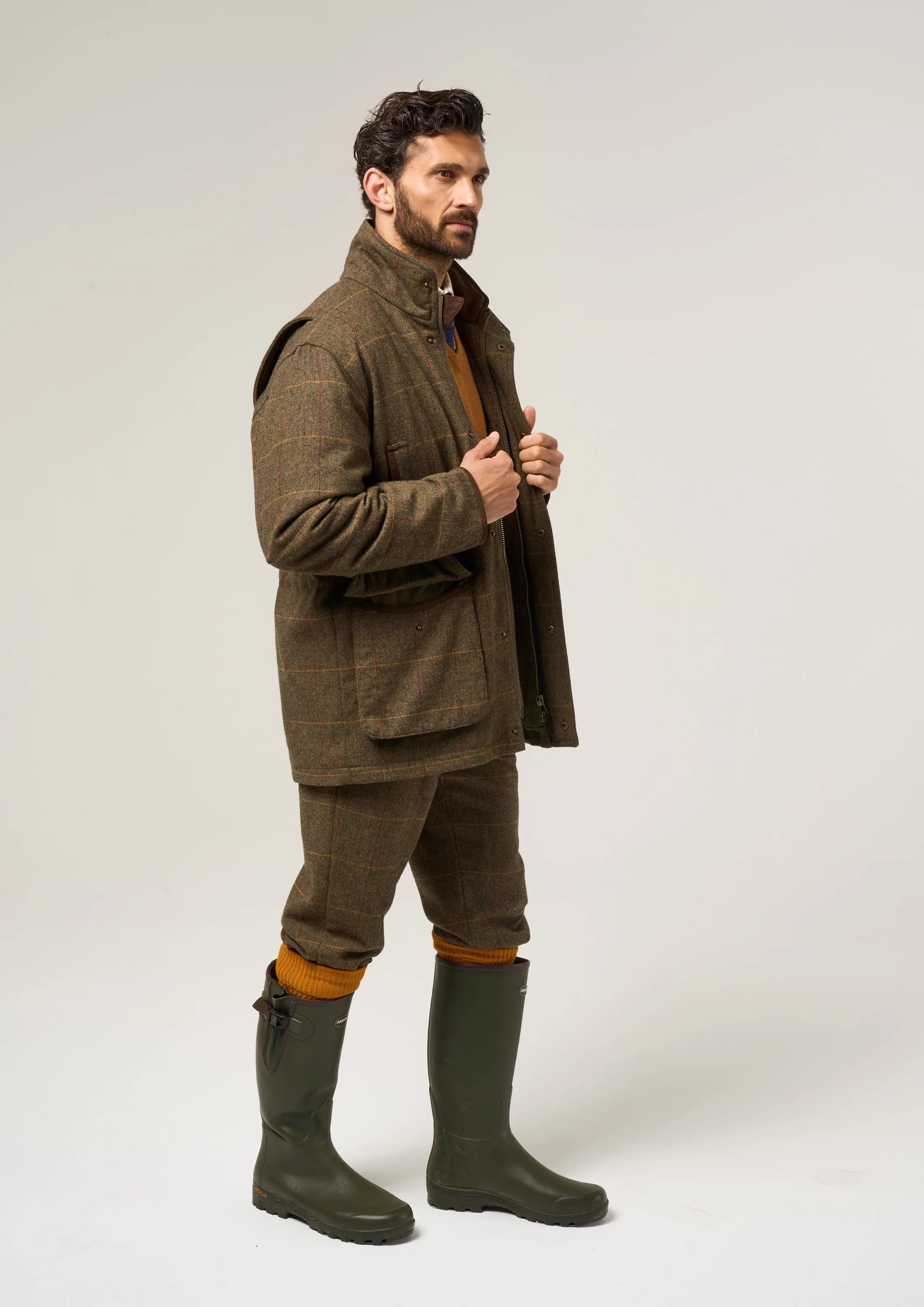 Men's Tweed Jacket - Combrook Teak Shooting Field Coat