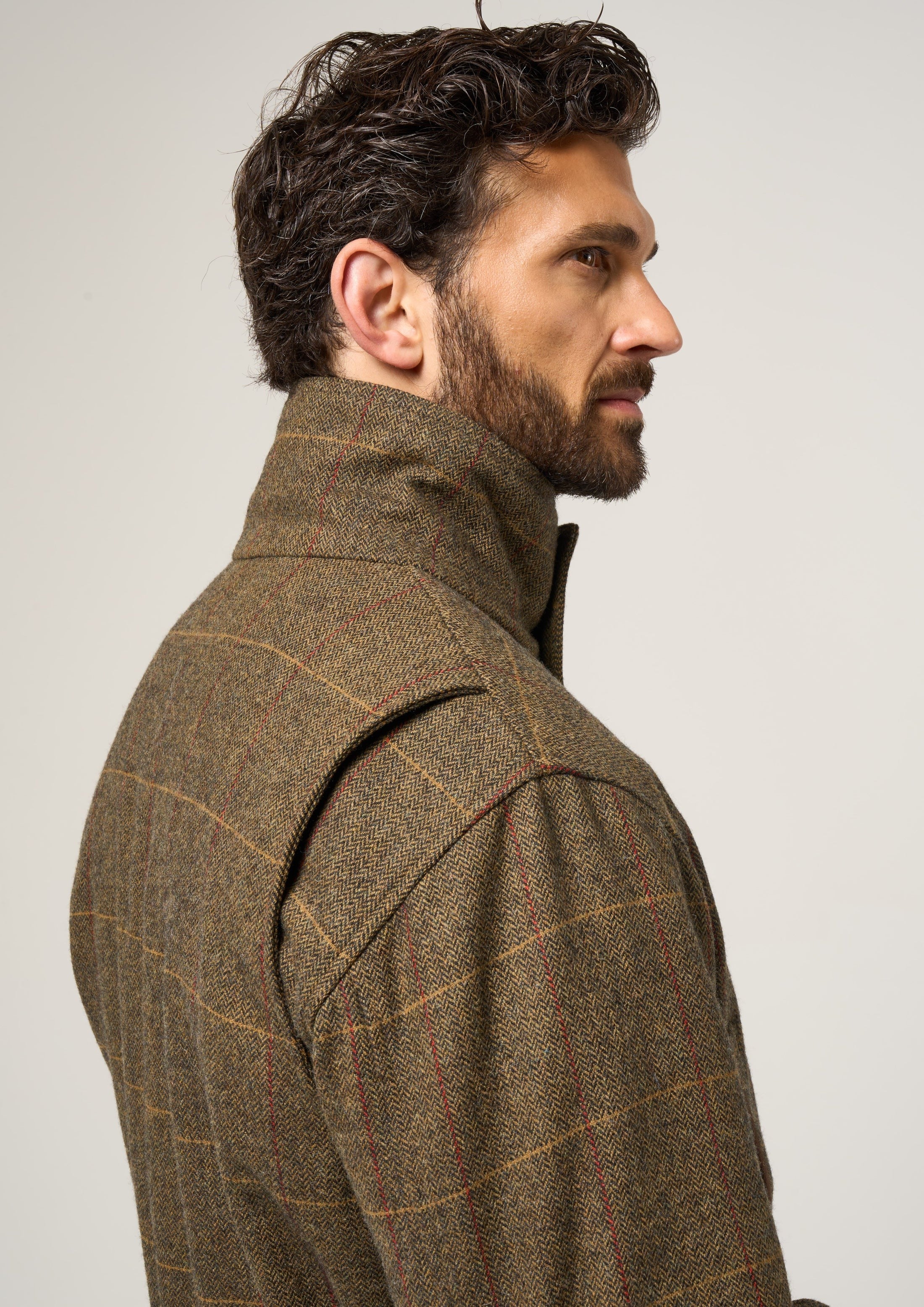 Men's Tweed Jacket - Combrook Teak Shooting Field Coat
