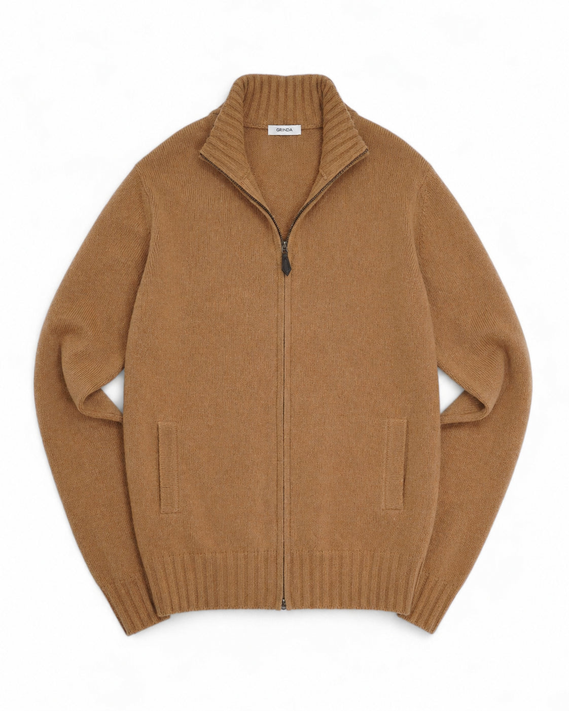 Full-zip - Beige Lammullströja Grinda