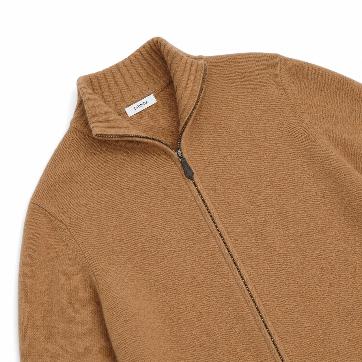 Full-zip - Beige Lammullströja Grinda