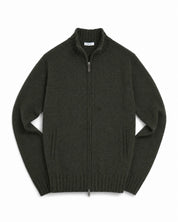 Full-zip - Grön Lammullströja