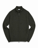 Full-zip - Grön Lammullströja