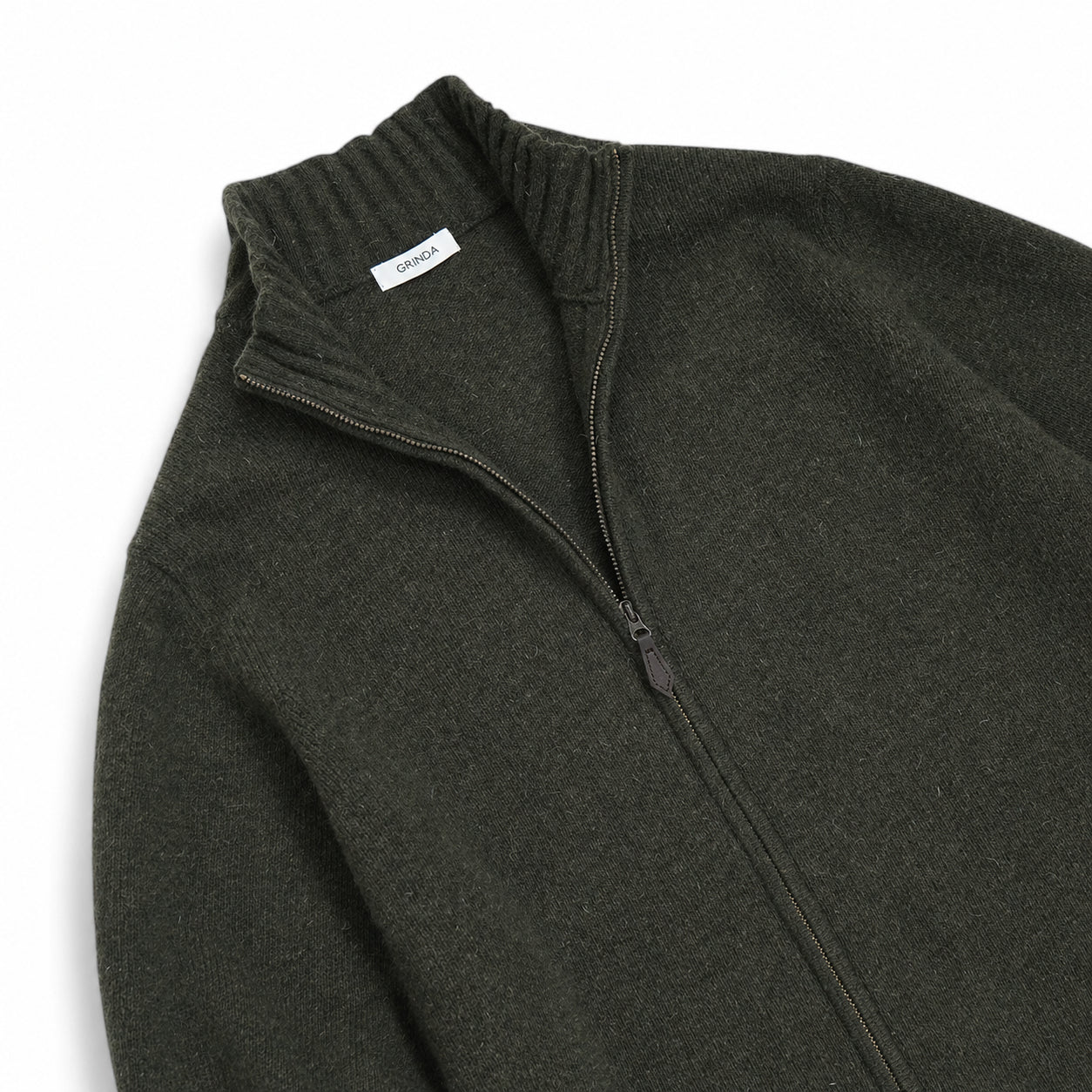 Full-zip - Grön Lammullströja_Grinda