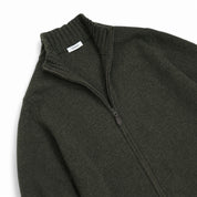 Full-zip - Grön Lammullströja_Grinda