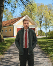 Full-zip - Grön Lammullströja_Grinda