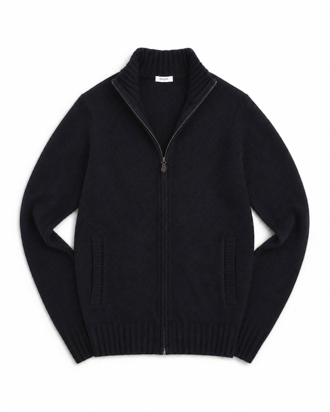Full-zip - Navy Lammullströja