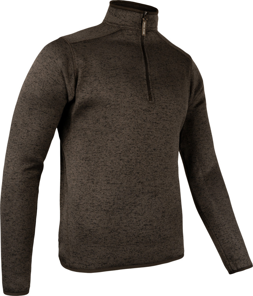Half-Zip Microfleece - Brun Melange