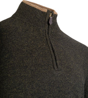 Half-Zip Tröja - Olivgrön Lammullströja