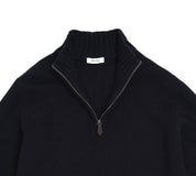 Half-zip - Navy Lammullströja Grinda