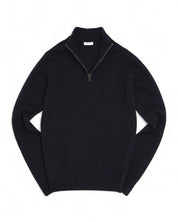 Half-zip - Navy Lammullströja Grinda