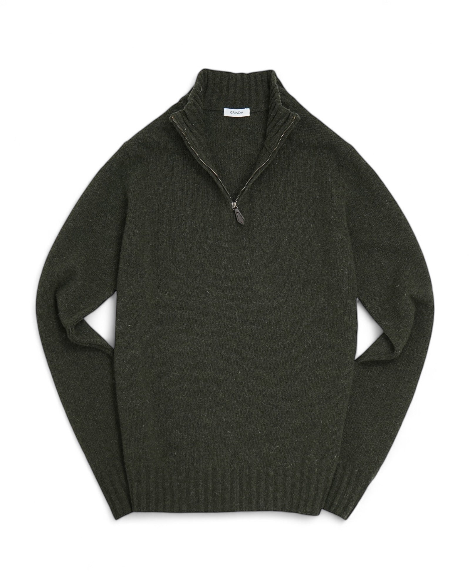 Half-zip herr Grön Lammullströja