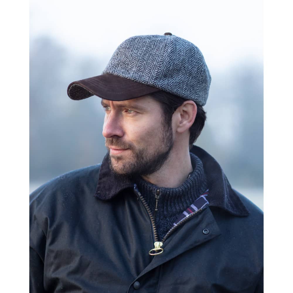 Harris Tweed Mütze - Stahlgrau