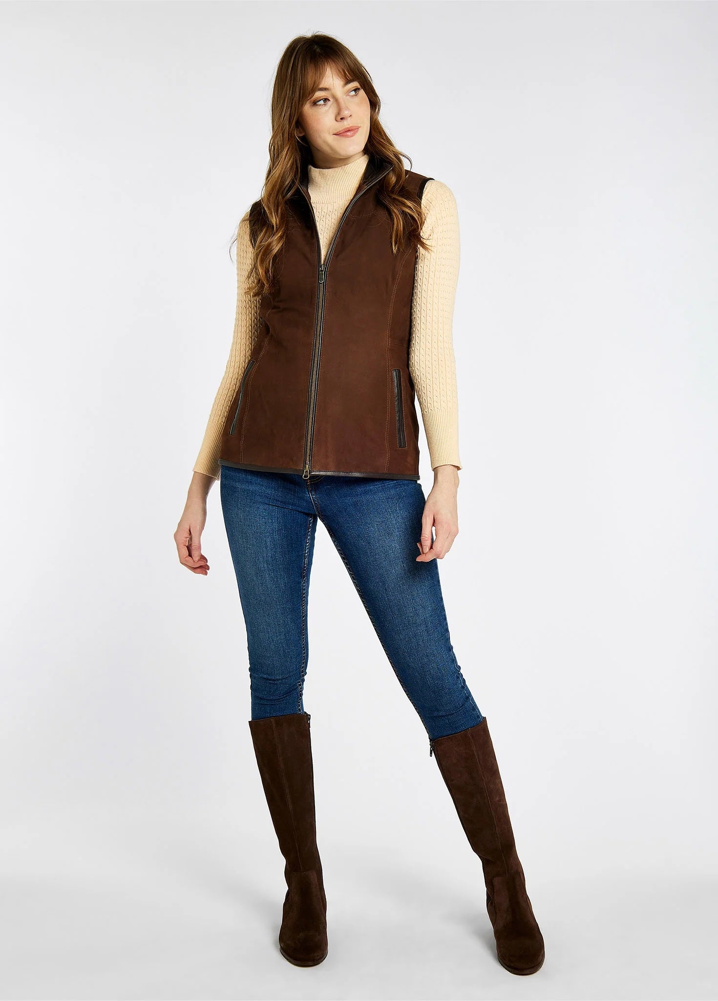 Dubarry Kingston Leather Gilet - Walnut