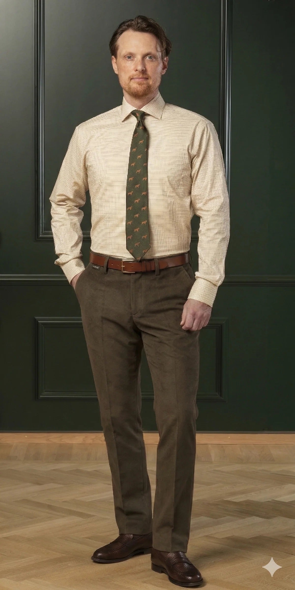 Laksen Belgravia Moleskin Trousers - Loden