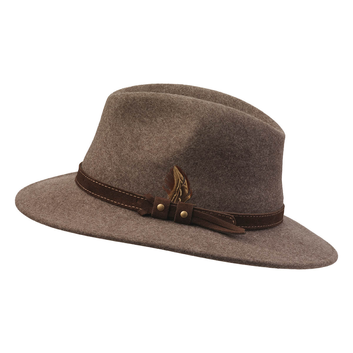 Laksen Country Fedora Felt Hat - Brun