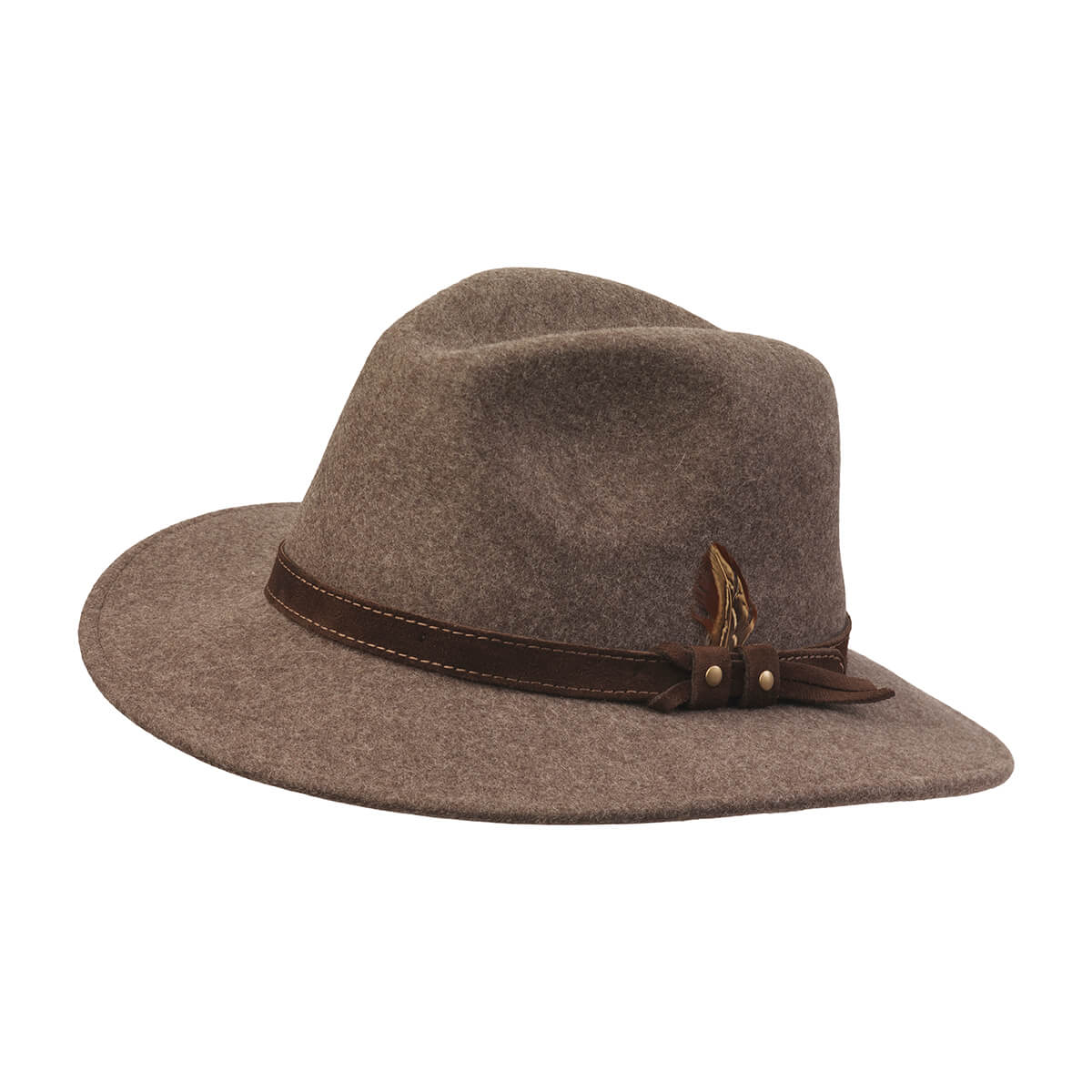 Laksen Country Fedora Felt Hat - Brun