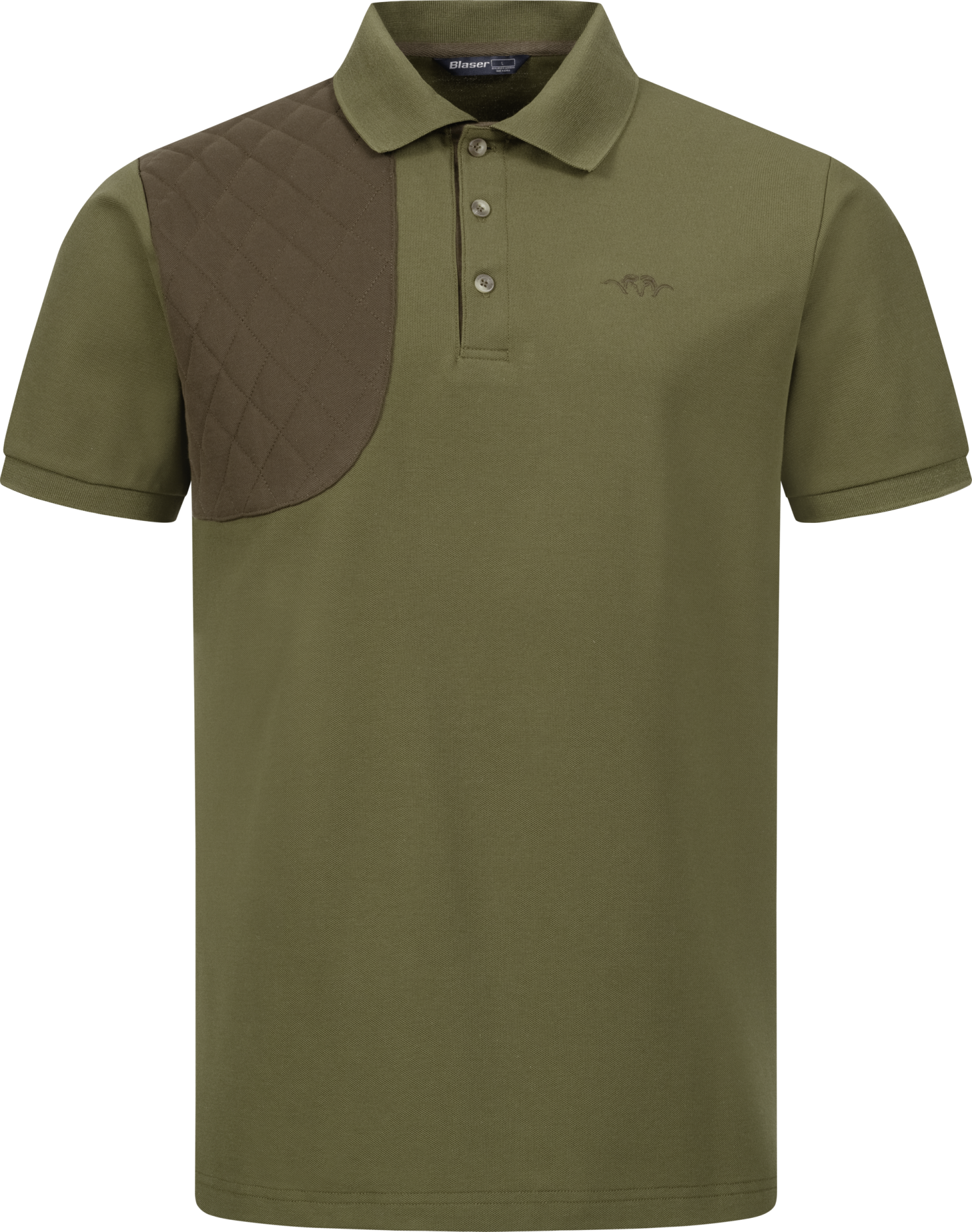 Blaser Men's Polo Shirt Shooting Patch - Dark Olive/Brown