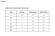 Størrelsesguide vokset vest