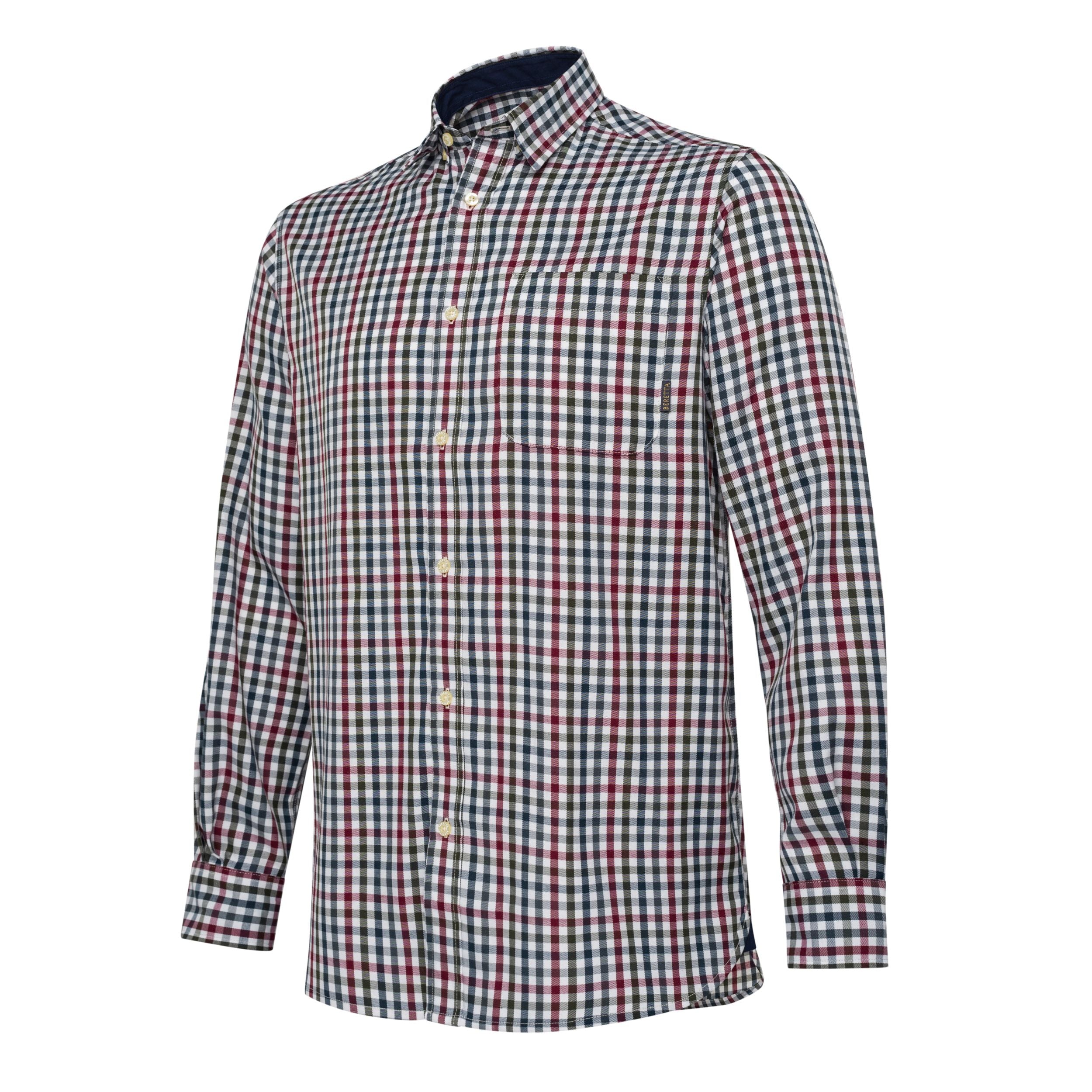 Ellis LS Shirt - White & Bordeaux Check