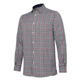 Ellis LS Shirt - White & Bordeaux Check