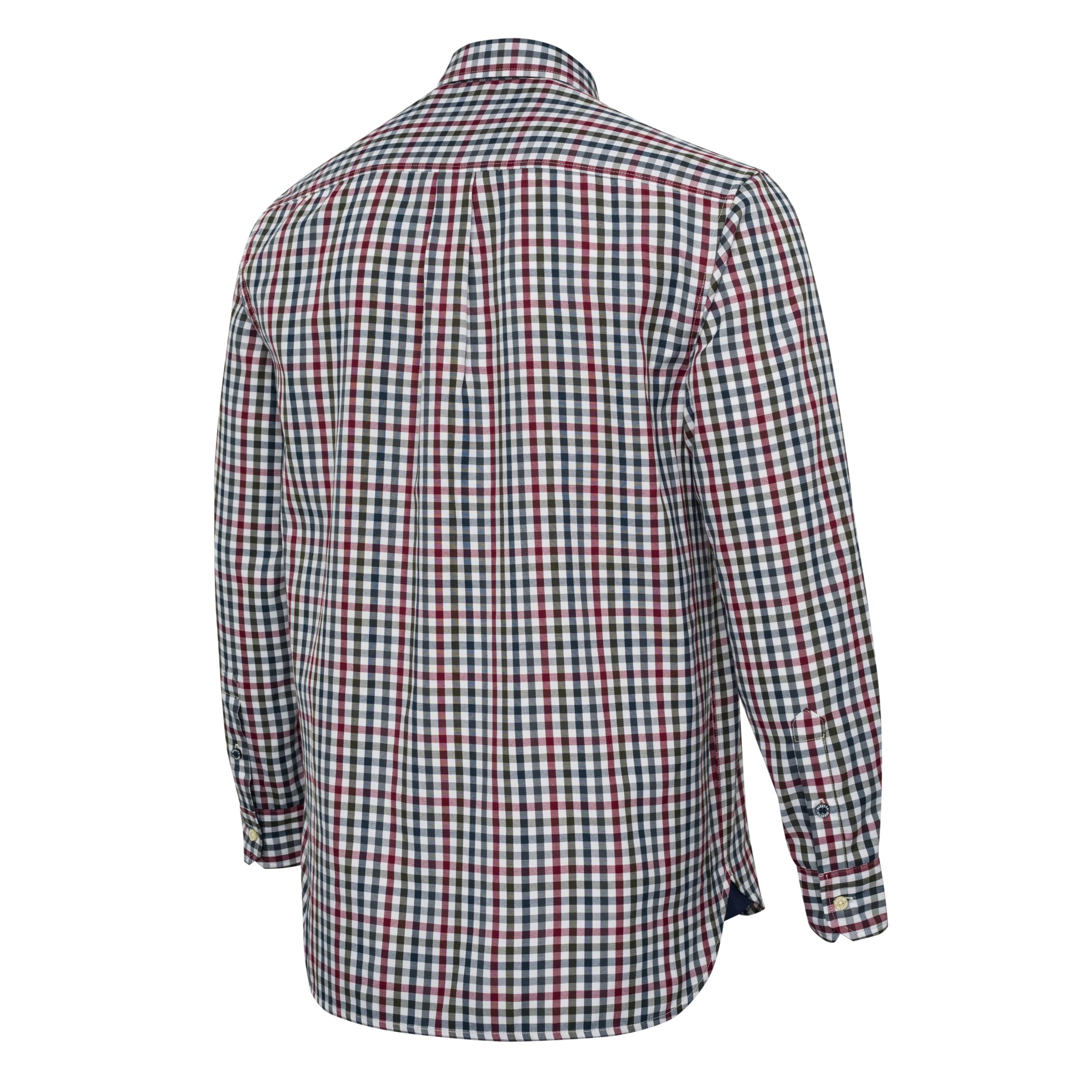 Ellis LS Shirt - White & Bordeaux Check