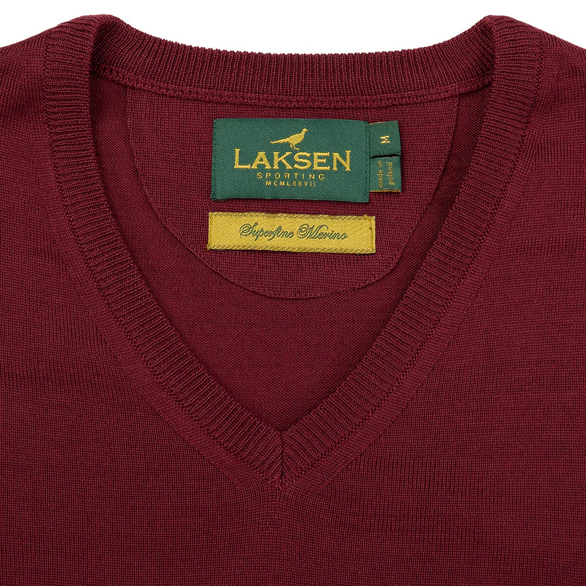 Sussex V-neck Merino Sweater - Bordeaux