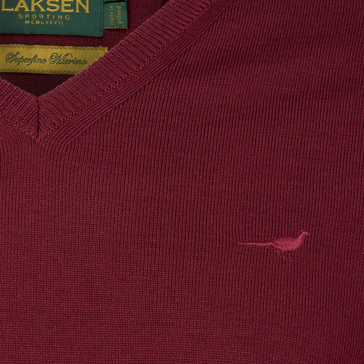 Sussex V-neck Merino Sweater - Bordeaux