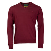 Sussex V-neck Merino Sweater - Bordeaux